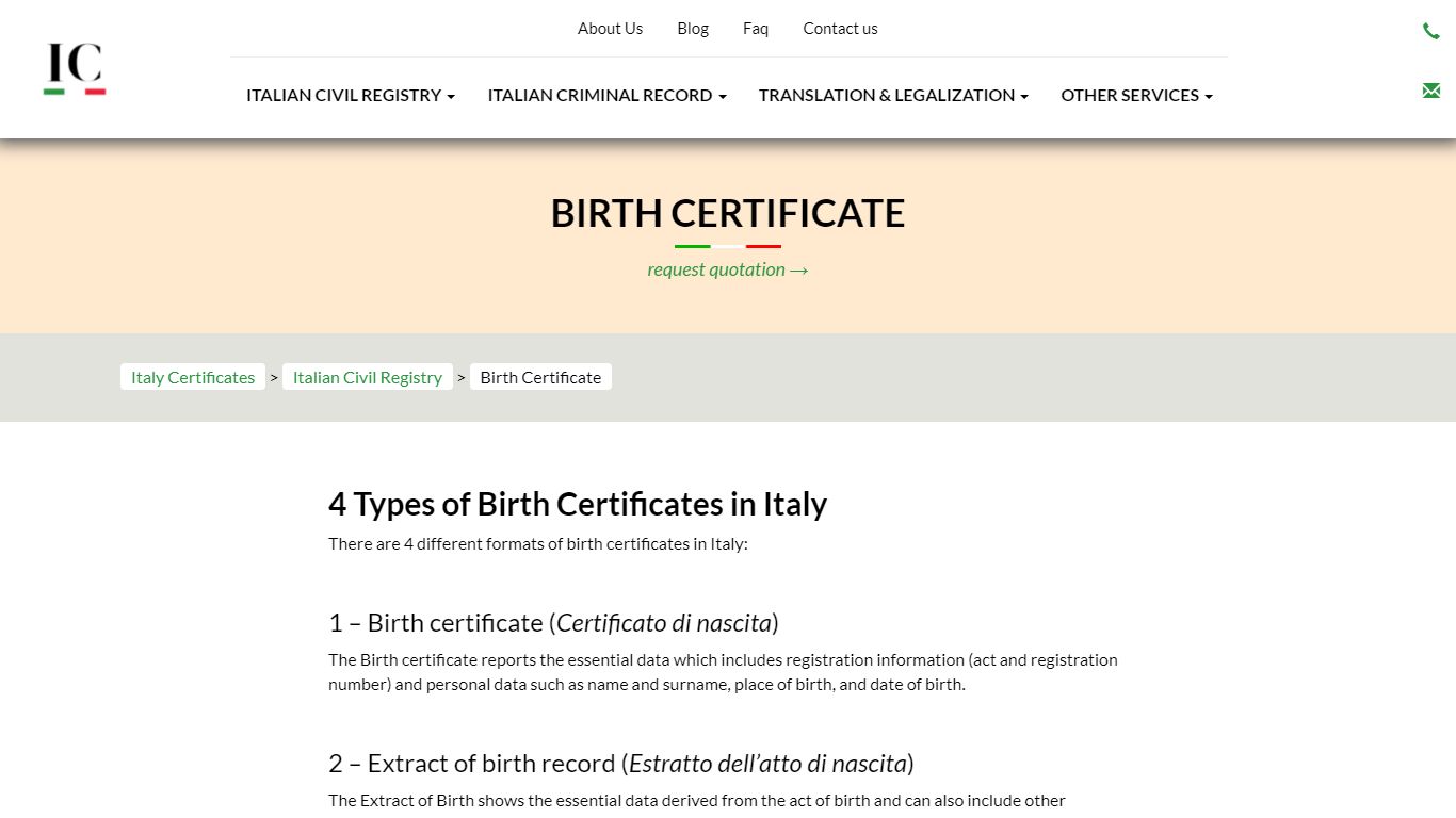 Birth Certificate | Italy Certificates